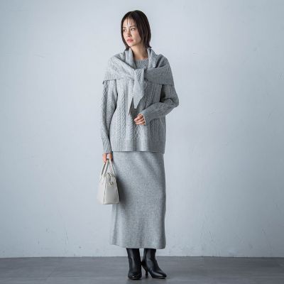 【カタログ掲載】ケーブル編みニットストール≪手洗い可能≫