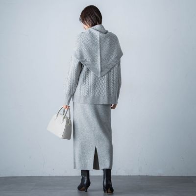【カタログ掲載】ケーブル編みニットストール≪手洗い可能≫
