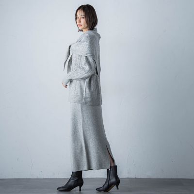 【カタログ掲載】ケーブル編みニットストール≪手洗い可能≫