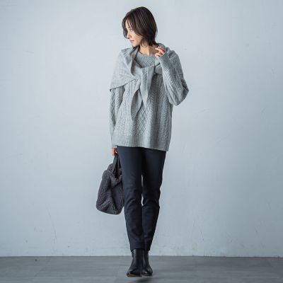 【カタログ掲載】ケーブル編みニットストール≪手洗い可能≫
