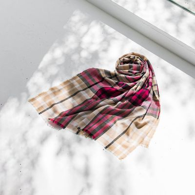 ＜LAUTREAMONT (Women)＞シルケットウールラメチェックストール