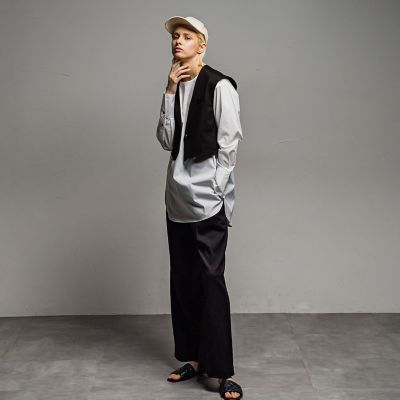 リネンストレッチワイドパンツ