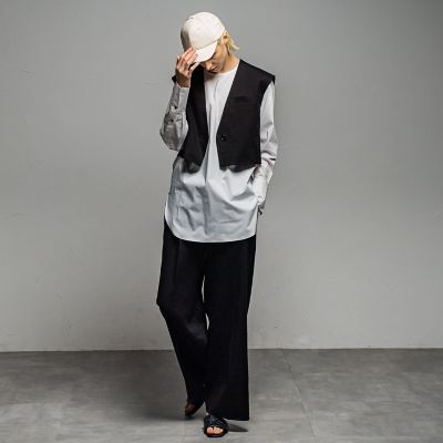 リネンストレッチワイドパンツ