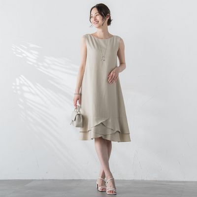 リネンライクペタルワンピース≪手洗い可能≫