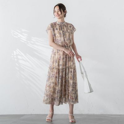 楊柳プリントワンピース≪手洗い可能≫