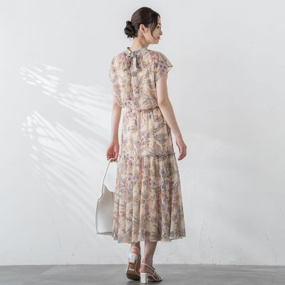 楊柳プリントワンピース≪手洗い可能≫