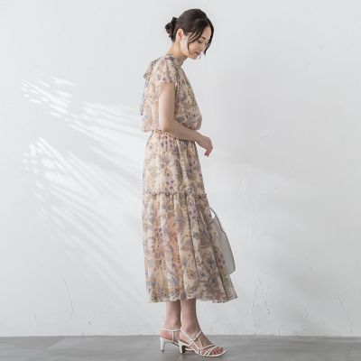 楊柳プリントワンピース≪手洗い可能≫