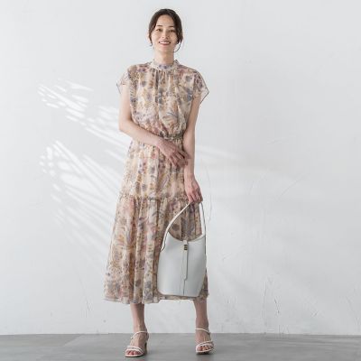 楊柳プリントワンピース≪手洗い可能≫