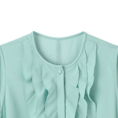 バックサテンラッフルノースリーブワンピース≪手洗い可能