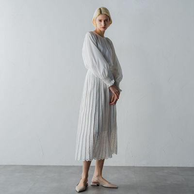 【SALE】デュクラス ローリエ刺繍スカート 01ホワイト ロングスカート