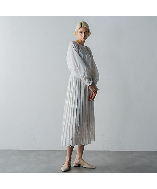 【SALE】デュクラス ローリエ刺繍スカート 01ホワイト ロングスカート