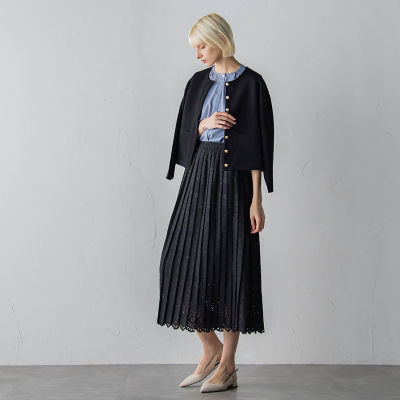 【SALE】デュクラス ローリエ刺繍スカート 04ブラック ロングスカート