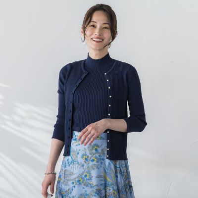 コットンナイロンカーディガン≪手洗い可能≫