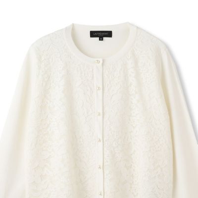 ボタニカルレース×ニットカーディガン