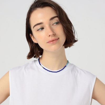 欲しいの MITSUKOSHIネイビー ビーズ ネックレス ダブルストランド アクセサリー