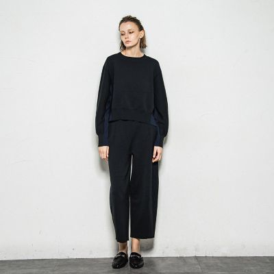 コットンポリエステルカーブパンツ