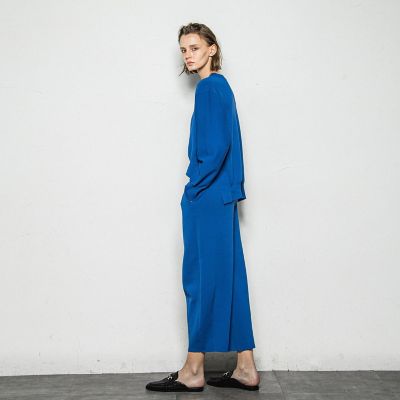 コットンポリエステルカーブパンツ