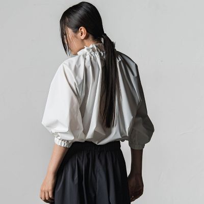ネックギャザーリボンブラウス