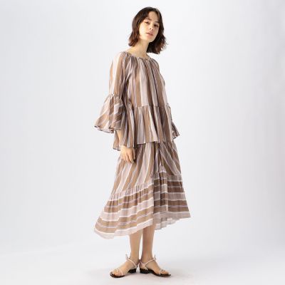 ＦＩＬ　コットンボイルストライプ　ドロップショルダーブラウス