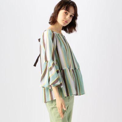 ＦＩＬ　コットンボイルストライプ　ドロップショルダーブラウス