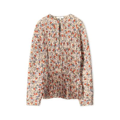 ＶＩＮＣＥ　ポリエステル　アコーディオンプリーツ　プリントブラウス