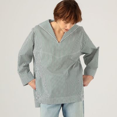 ＜maison TOMORROWLAND＞【別注】ＵＮＩＯＮ　ＬＡＵＮＣＨ×ＴＯＭＯＲＲＯＷＬＡＮＤ　コットンストライプ　セーラーシャツ