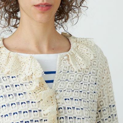 美品ヌキテパ　別注TOMORROWLAND　クロシェフリルカラー ブラウス 別注】ne Quittez pas BLACK クロシェフリル