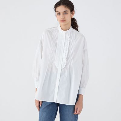 【別注】ｎｅ　Ｑｕｉｔｔｅｚ　ｐａｓ　ＢＬＡＣＫ　ＦＲＩＬＬ　ＣＯＬＬＡＲ　シャツ