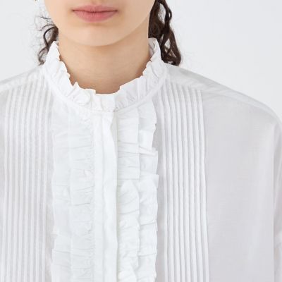【別注】ｎｅ　Ｑｕｉｔｔｅｚ　ｐａｓ　ＢＬＡＣＫ　ＦＲＩＬＬ　ＣＯＬＬＡＲ　シャツ
