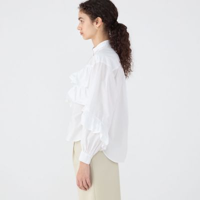 【別注】ｎｅ　Ｑｕｉｔｔｅｚ　ｐａｓ　ＢＬＡＣＫ　ＴＩＥＲＥＤ　ＦＲＩＬＬＥＤ　コットンシャツ
