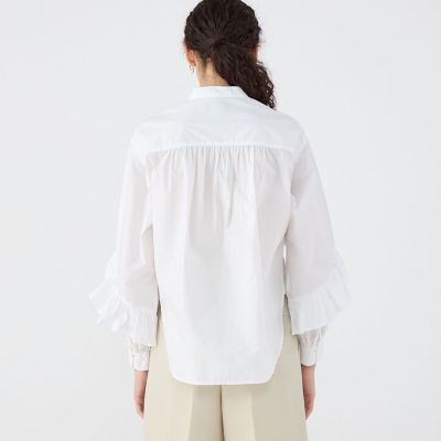 【別注】ｎｅ　Ｑｕｉｔｔｅｚ　ｐａｓ　ＢＬＡＣＫ　ＴＩＥＲＥＤ　ＦＲＩＬＬＥＤ　コットンシャツ
