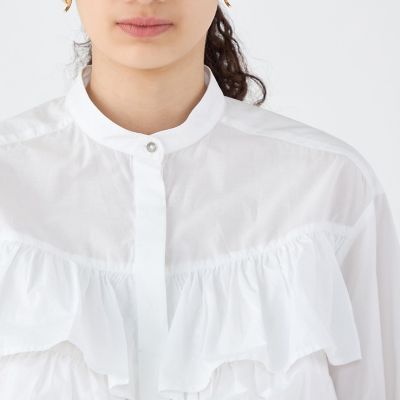 【別注】ｎｅ　Ｑｕｉｔｔｅｚ　ｐａｓ　ＢＬＡＣＫ　ＴＩＥＲＥＤ　ＦＲＩＬＬＥＤ　コットンシャツ