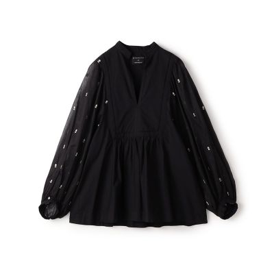 【別注】ｎｅ　Ｑｕｉｔｔｅｚ　ｐａｓ　ＢＬＡＣＫ　ＰＯＰＬＩＮ　ＯＲＧＡＮＺＥシャツ
