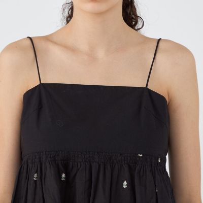【別注】ｎｅ　Ｑｕｉｔｔｅｚ　ｐａｓ　ＢＬＡＣＫ　ＰＯＰＬＩＮ　ＯＲＧＡＮＺＥ　キャミソールトップス