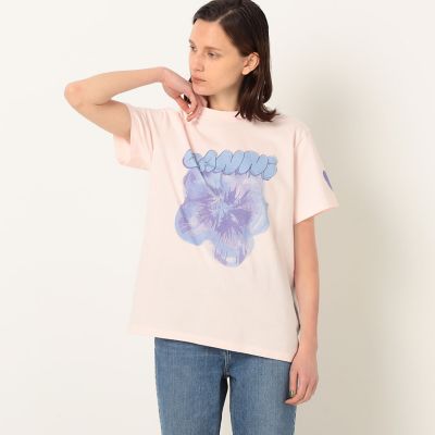 GANNI フラワープリント Tシャツ 別注】GANNI×TOMORROWLAND コットン プリント