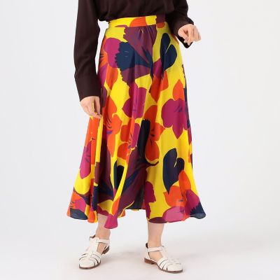 MANTERO シルク100% ビッグフラワー プリント スカート イタリア製 MANTERO シルク100% ビッグフラワー プリント スカート イタリア製