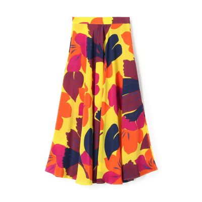 MANTERO シルク フラワープリントミディスカート