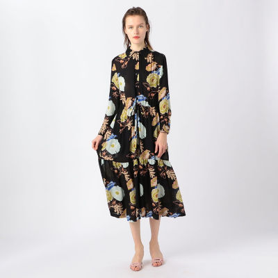 NO．6 ROMAN シルク ブラックブルーヒヤシンスプリント  