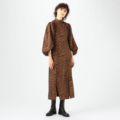 高価値 レオパードワンピース aw Ganni ひざ丈ワンピース
