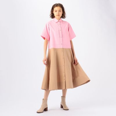 mi-mama☆45R リネン ジャケット メゾンジゴ シャツワンピース DearMyLove シャツワンピース 別袖付変形セーラーワンピース