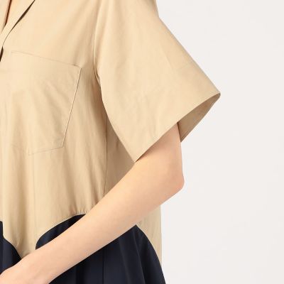 【限定お値下げ】LEE MATHEWS ハーフスリーブロングシャツワンピース LEE MATHEWS Elsie コットン ハーフスリーブ