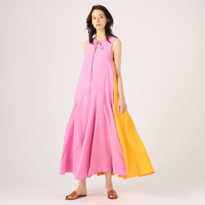 ＜maison TOMORROWLAND＞ＬＥＥ　ＭＡＴＨＥＷＳ　Ｅｄｉｅ　シルクナイロン　カラーパネルマキシワンピース