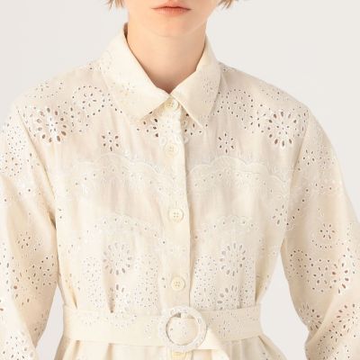 Ｅｖｉ　ＧｒｉｎｔｅｌａＶａｌｅｒｉｅ　Ｍｉｄｉ　Ｌａｃｅ　ＭＳ　カットワークシャツワンピース