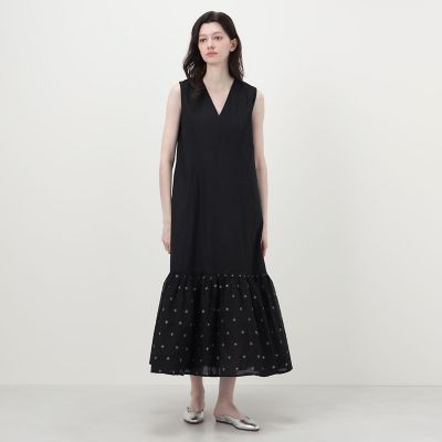 ne Quittez pas ノースリーブロングワンピース 別注】ne Quittez pas BLACK ORGANZA