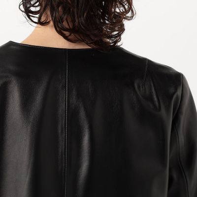 定価10万超 美品 CINQUANTA ニット切替 レザージャケット とろし 36