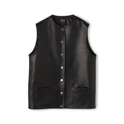 ＜maison TOMORROWLAND＞ＣＩＮＱＵＡＮＴＡ　ＭＥＴＡＬ　ＢＵＴＴＯＮ　レザーベスト