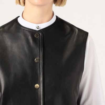 CINQUANTA METAL BUTTON レザーベスト | maison