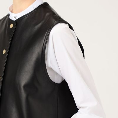 CINQUANTA METAL BUTTON レザーベスト | maison