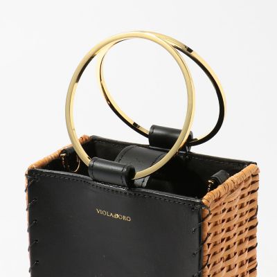 ヴィオラドーロ　ラタンレザーコンビショルダーバッグ VIOLAd'ORO レザー ラタンコンビ ショルダーバッグ