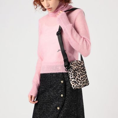【送料関税込】GANNI - レオパードレザー ショルダーバッグ GANNI ガニ― ハンドバッグ レディース ショルダー付き